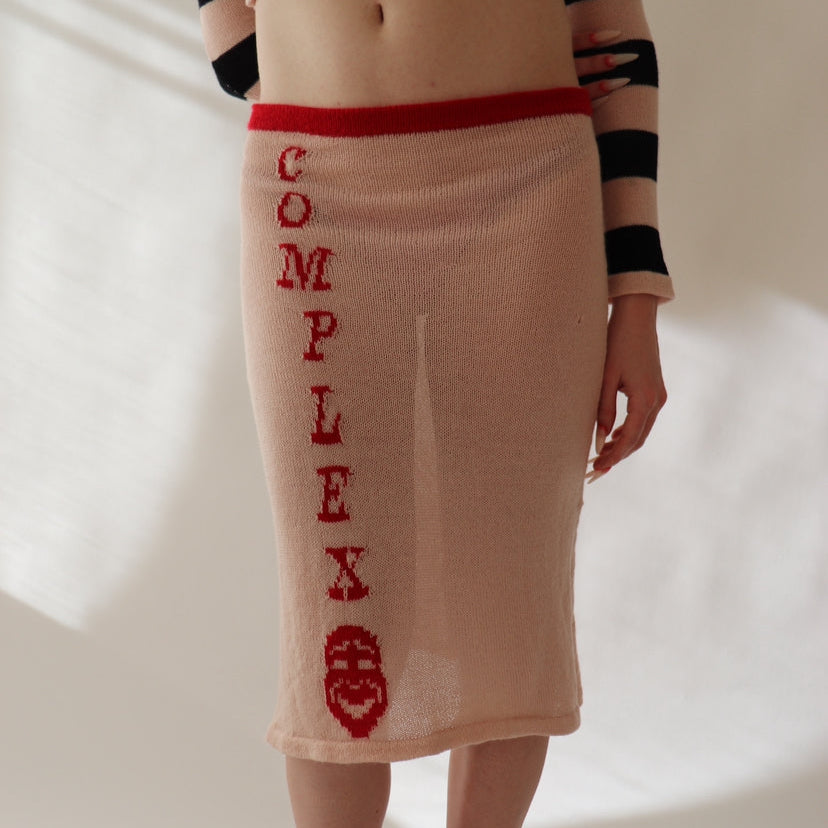 'Complex' Midi Skirt - Dusty Pink/Red