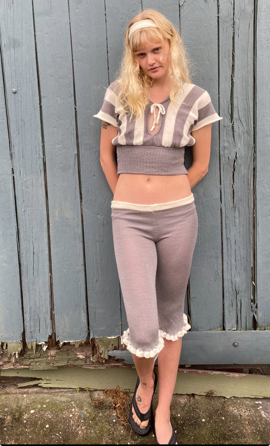 Grey Frilly Capri